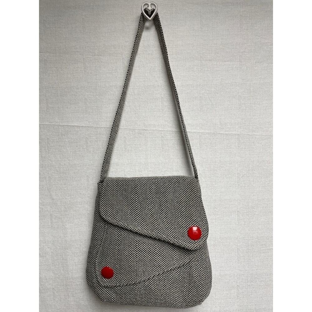Chic Boho Handmade Black Gray Red And Natural Woven Zig Zag Crossbody Bag